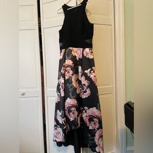 Floral Black and Pink Hi-Lo Dress